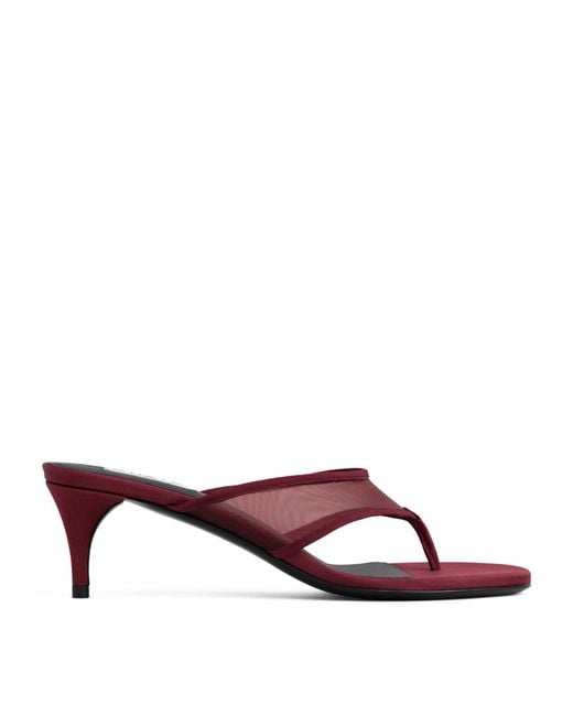 Alaïa Red Mesh Thong Mules 55