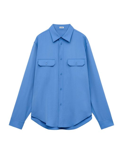 Loewe Blue Wool Overshirt for men