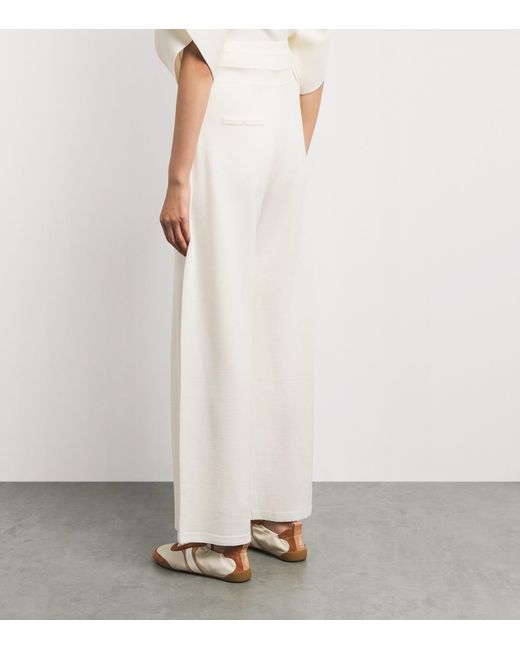 Molli White Virgin Wool Wide-Leg Trousers