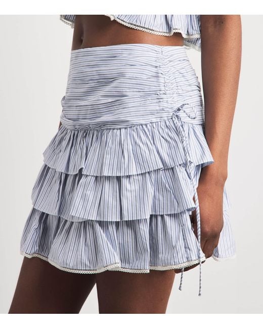 Sandro White Cotton Stripe Mini Skirt