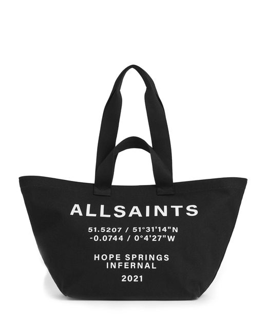 AllSaints Black Canvas Clarendon Logo Tote Bag