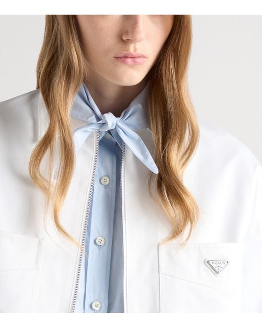 Prada White Cotton Blouson Jacket