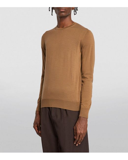 Giorgio Armani Brown Virgin Wool Crew-neck Sweater for men