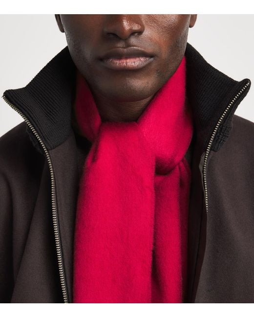 Johnstons Red Natural Cashmere Scarf for men