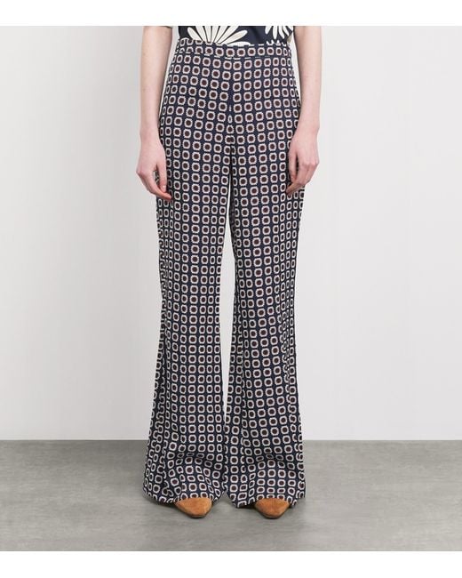 Sandro Gray Floral Print Flared Trousers