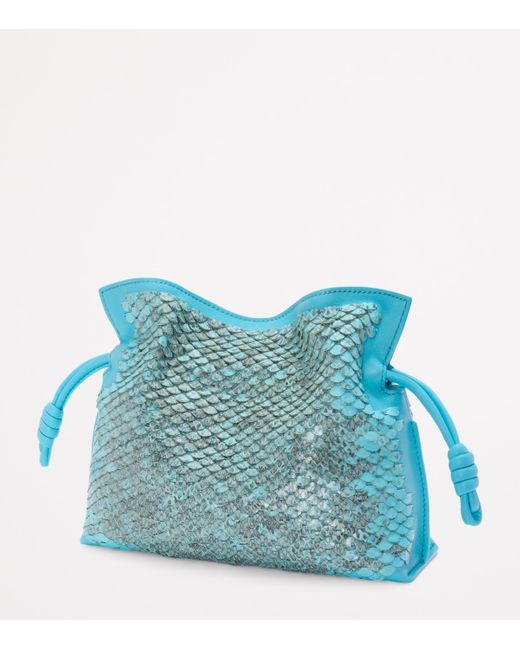 Loewe Blue Mini Snakeskin Scales Flamenco Clutch