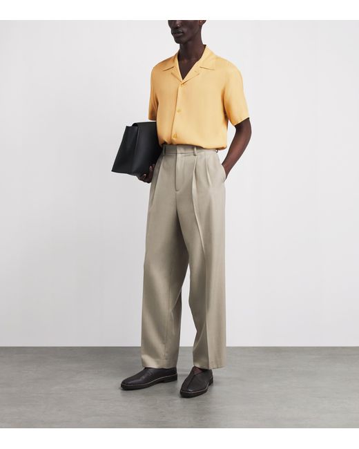 Sandro Yellow Linen Short-Sleeve Shirt for men