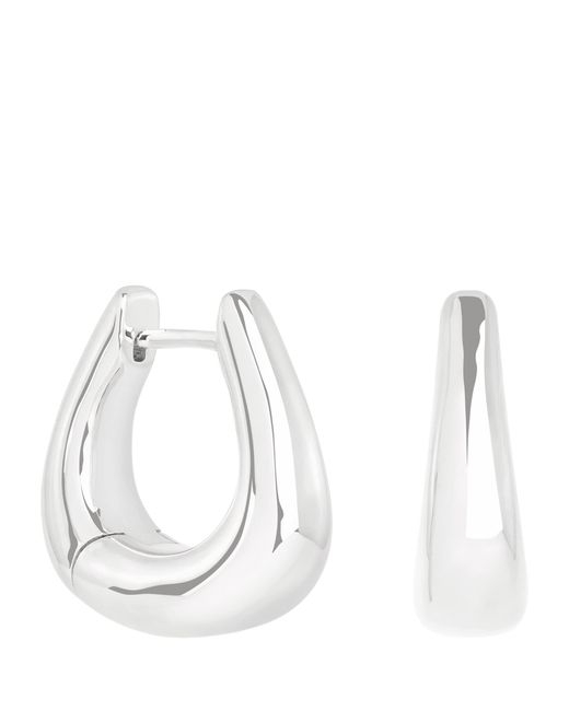 Astrid & Miyu White Rhodium-Plated Saddle Hoop Earrings
