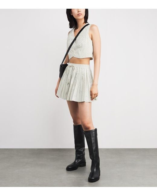 Sandro Natural Embellished Stripe Mini Skirt