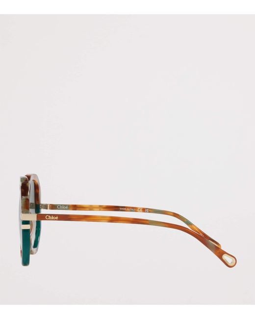 Chloé Brown Chunky Ocatagonal Sunglasses