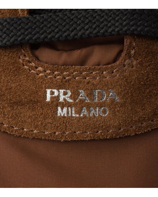 Prada Brown Re-Nylon-Suede Collapse Sneakers for men