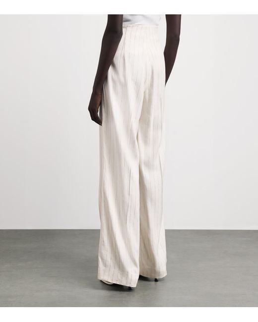 Sandro White Sequinned Stripe Trousers