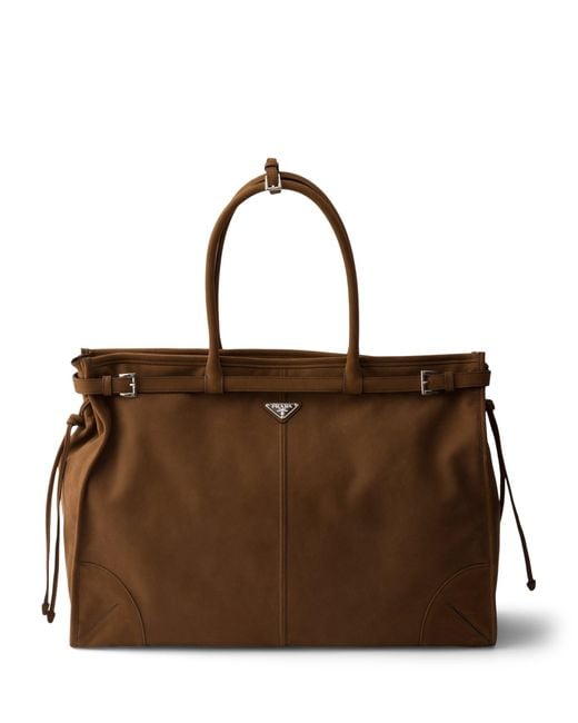 Prada Brown Large Leather Bonnie Top-Handle Bag for men
