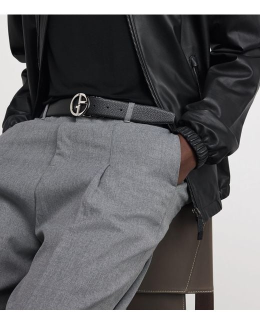 Giorgio Armani White Brushed Palladium-Plated Ga Logo Belt Buckle for men