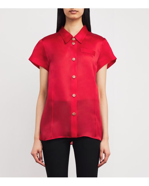 Khaite Red Silk Organza Keefe Shirt