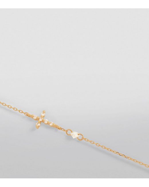 PERSÉE Metallic And Diamond Symbols Cross Bracelet