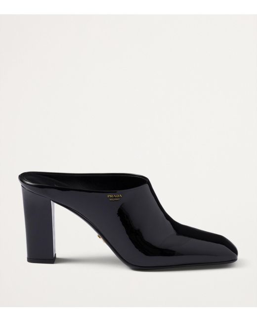 Prada Black Patent Leather Heeled Mules 85