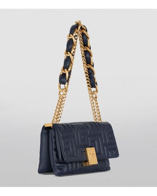Balmain Blue Small Leather 1945 Shoulder Bag