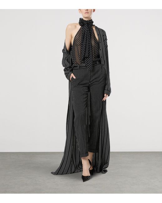 Tom Ford Black Silk Stripe Maxi Shirt Dress