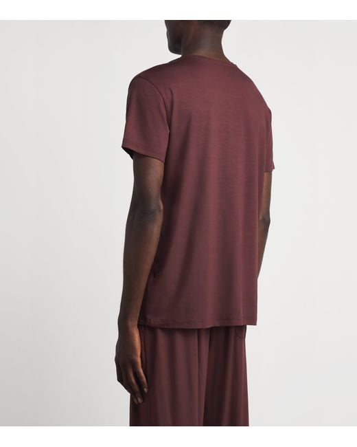 Derek Rose Purple Basel V-Neck Lounge T-Shirt for men