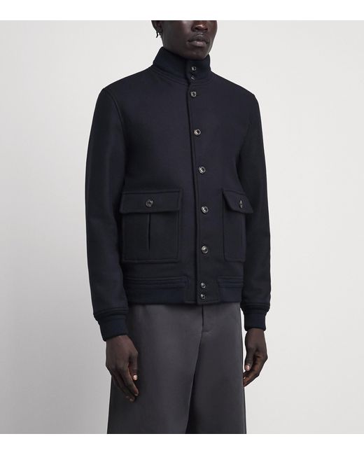 Valstar Blue Virgin Wool Ino Bomber Jacket for men