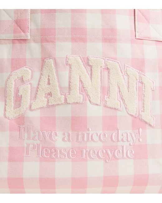 Ganni Pink Large Cotton Easy Shopper Tote Bag