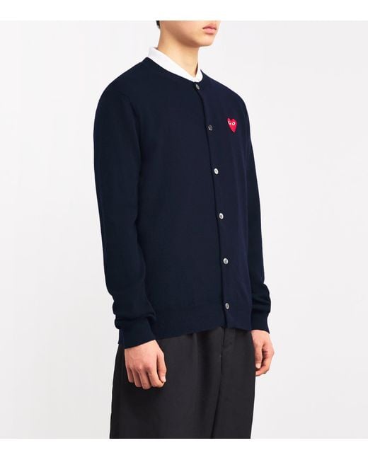 COMME DES GARÇONS PLAY Blue Wool Heart Cardigan for men