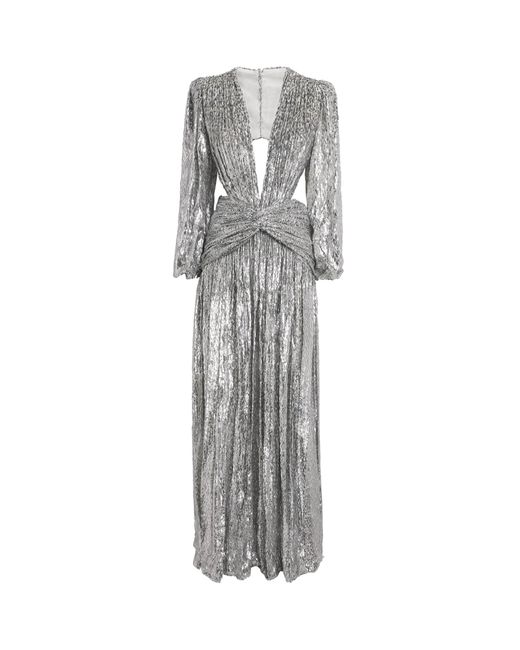Costarellos Gray Leopard Devoré Anisa Gown