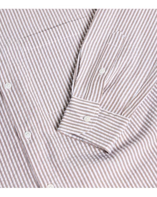 With Nothing Underneath Purple Seersucker Striped The Weekend Shirt