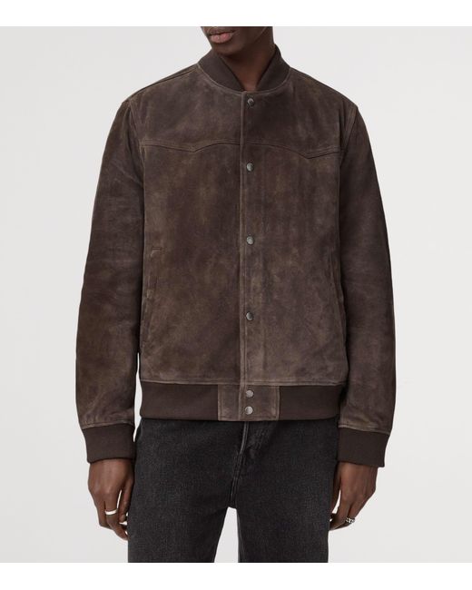AllSaints Brown Wool Stafford Bomber Jacket for men