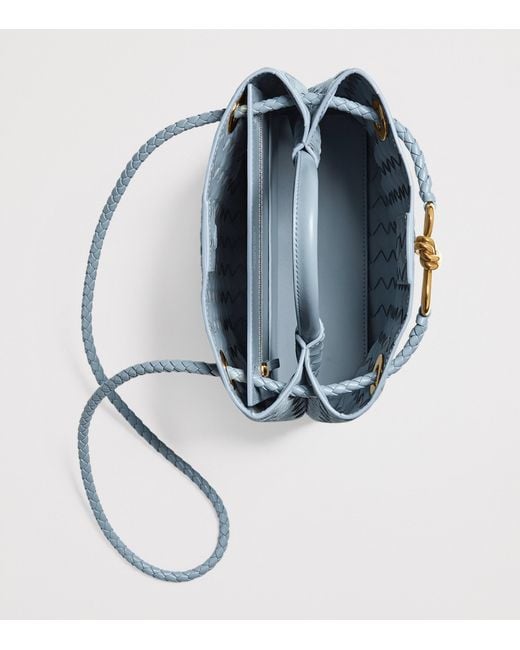 Bottega Veneta Blue Small Suede Andiamo Top-Handle Bag