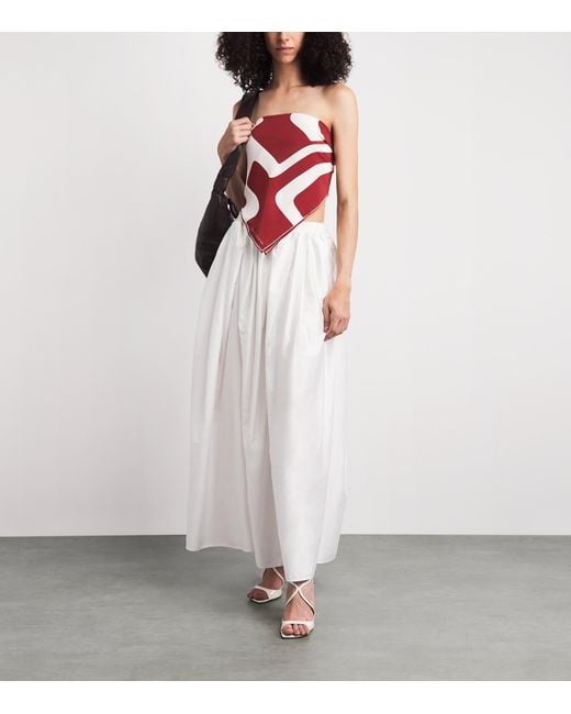 Camilla & Marc Red Silk Printed Scarf Top
