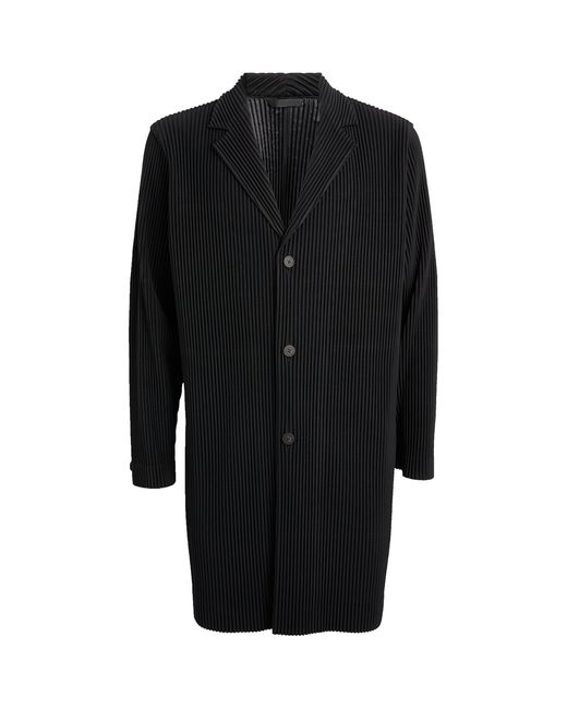 Homme Plissé Issey Miyake Black Pleated Overcoat for men