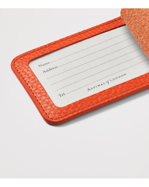 Aspinal Orange Leather Luggage Tag