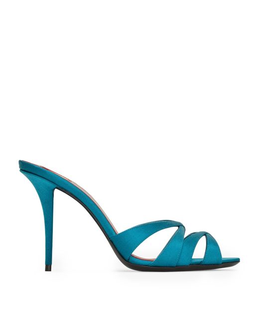 Saint Laurent Blue Satin Chandelle Mules 95