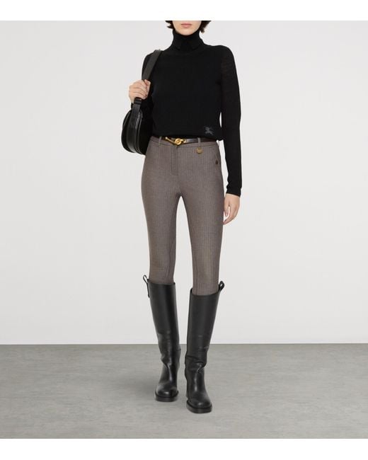 Burberry Gray Stretch Cotton Herringbone Jodhpurs