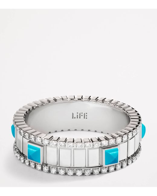 Marli New York Blue Diamond And Life Spinning Ring