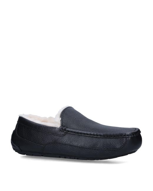 Ugg Blue Ascot Shearling-Lined Leather Slippers for men