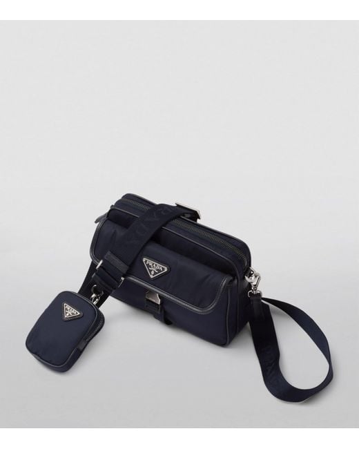 Prada Blue Re-Nylon Pouch Crossbody Bag for men