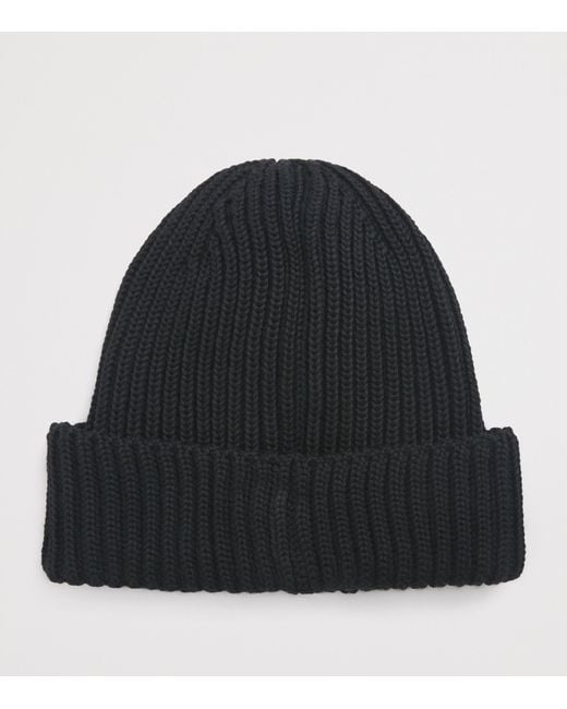 C P Company Black Wool Goggle Beanie for men