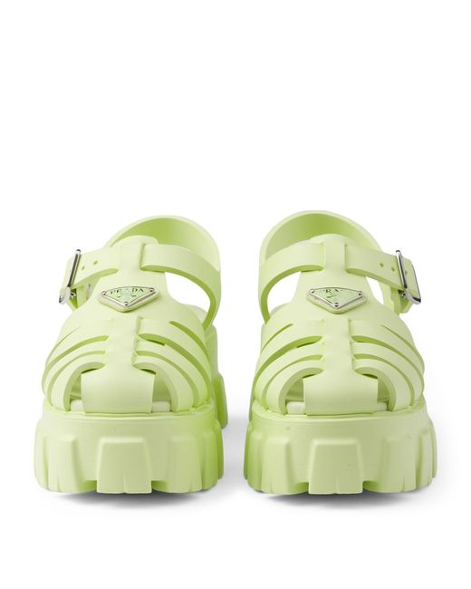Prada Green Rubber Platform Sandals 55
