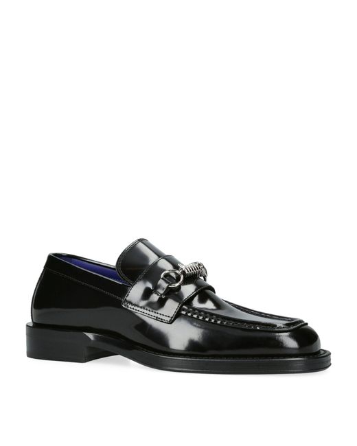 Burberry Black Leather Barbed Loafers for men