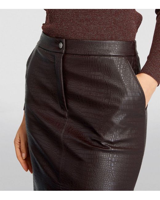 Max Mara Brown Ethel Mid-rise Faux-leather Midi Skirt X