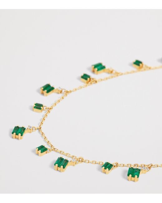 Suzanne Kalan Metallic Diamond And Emerald Bold Cascade Necklace