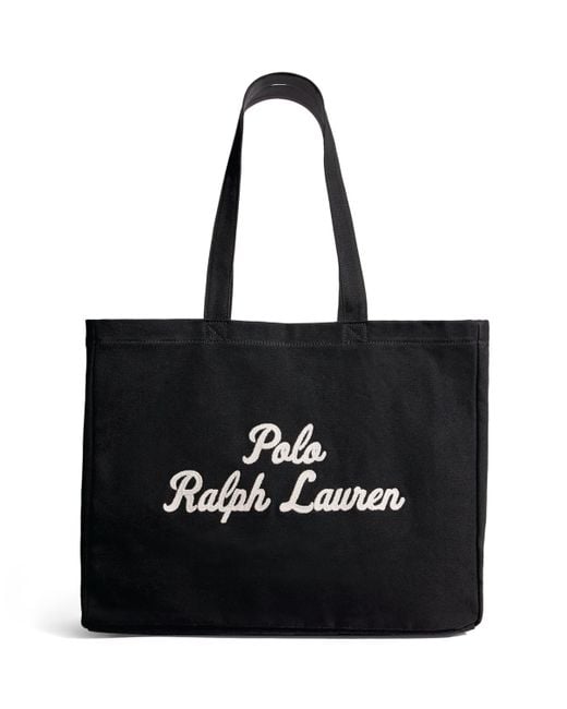 Polo Ralph Lauren Black Cotton Logo Tote Bag for men
