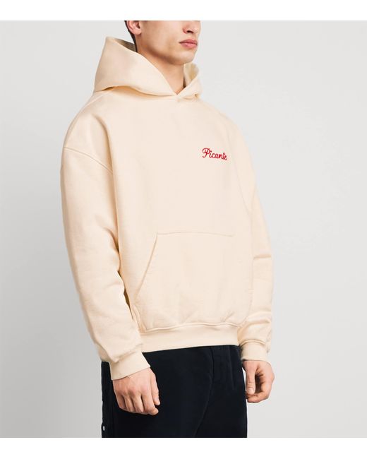 Picante White Organic Cotton Tailor Logo Hoodie for men