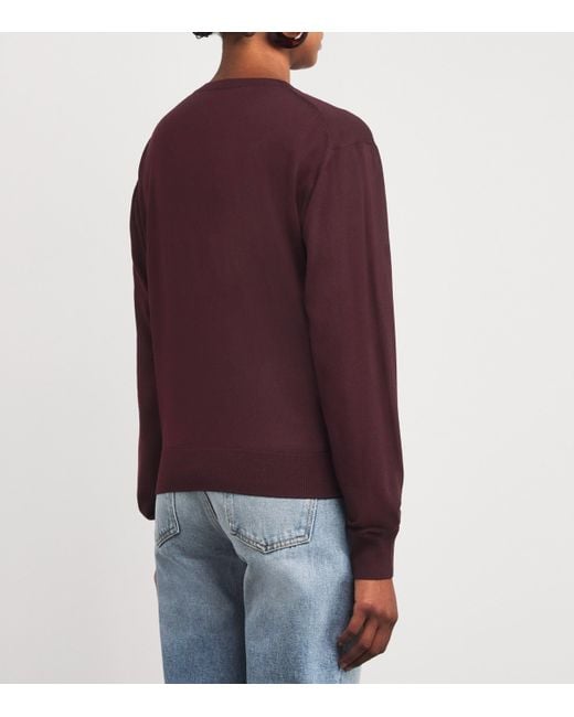 Saint Laurent Purple Wool Crew-Neck Sweater