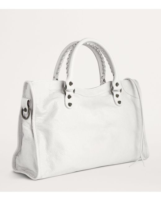 Balenciaga White Medium Lambskin Le City Top-Handle Bag