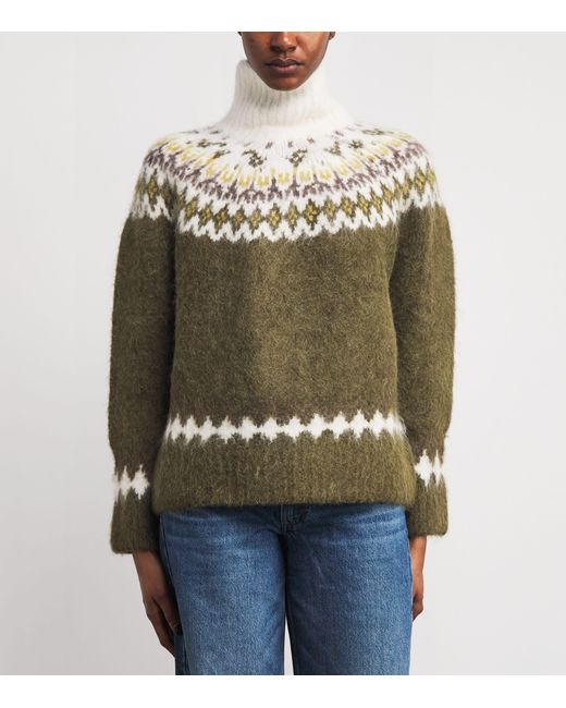 Rag & Bone Green Alpaca-Blend Jacquard Beth Sweater