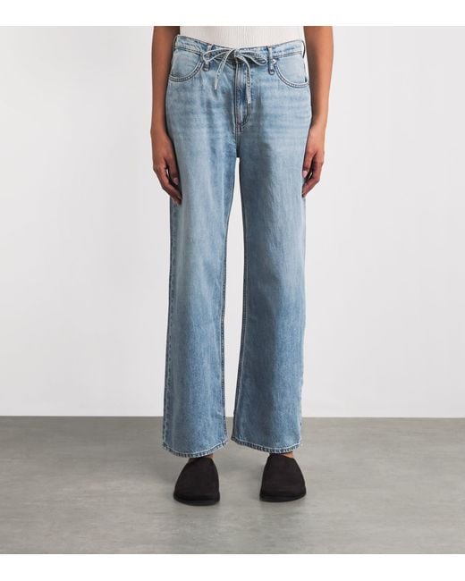 Rag & Bone Blue Drawstring Phoebe Wide-Leg Jeans